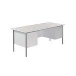 Serrion Rect Double Ped 4 White