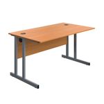 Twin Upright Desk 1400 Beech/Slv