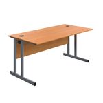 Twin Upright Desk 1600 Beech/Slv