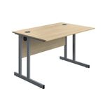 Twin Upright Desk 1200 Oak/Slv
