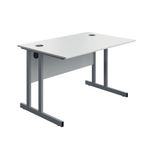 Twin Upright Desk 1200 White/Slv