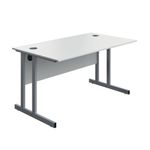 Twin Upright Desk 1400 White/Slv
