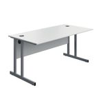 Twin Upright Desk 1600 White/Slv