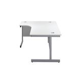 First Radial Lh Desk 1800 White/Slv