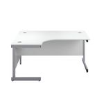 First Radial Lh Desk 1800 White/Slv