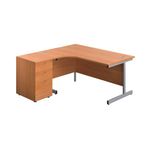 First Rdl Lh Desk Ped Beech/Silver