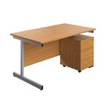 First Desk 3 Drw Ped 1600 Noak/Slv