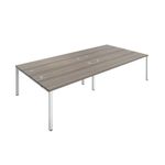 Jemini 4 Person Bench Desk G/Oak/Wht