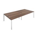 Jemini 4 Person Bench Desk D/Wal/Wht