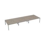Jemini 6 Person Bench Desk G/Oak/Wht