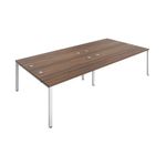 Jemini 4 Person Bench Desk D/Wal/Wht
