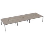 Jemini 6 Person Bench Desk G/Oak/Wht