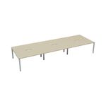 Jemini 6 Person Bench Desk Maple/Wht
