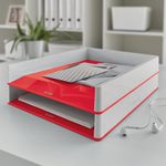 Leitz Wow Letter Tray Duo Col Wht/Rd