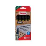 Pentel Chisel Tip Marker Blk Pk5