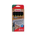 Pentel Chisel Tip Marker Blk Pk5