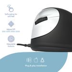 R-Go He Vertical Wired Mouse Med Lh