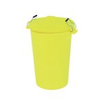 Dustbin With Clip On Lid Yellow 90L