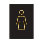 Female Toilet Sign 105X150Mm Blk/Gld