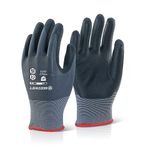 Nitrile Pu Gloves Black/Grey Large