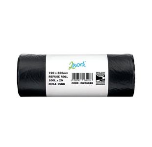 2Work Refuse Sack Roll Black Pk10X20