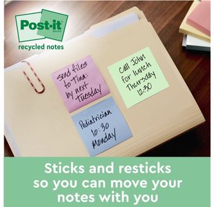 Post-It S/S Recycle 76X76 Asst Pk12