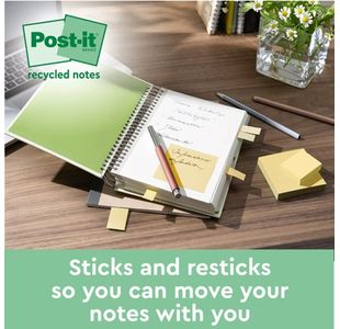 Postit Recyc Pad 76X76 Ylw 654 Pk16