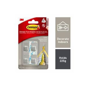 Command Small Steel Metal Hook Pk4