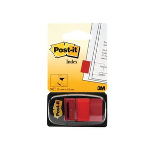 3M Post-It Index Red X50 Plus Dispen