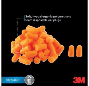 3M Earplugs 1100 Soft Foam Org Pk50