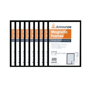 Announce Magnetic Frames A3 Blk Pk10