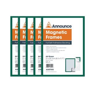 Announce Magnetic Frames A4 Grn Pk5