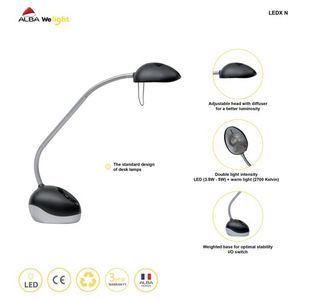 Alba Halox Led Desk Lamp 3/5.5W Blk