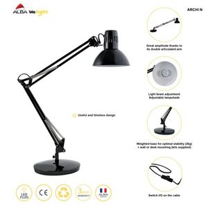 Alba Architect Desk Lamp Black