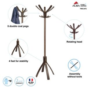 Alba Cafe Coat Stand Dark Wood
