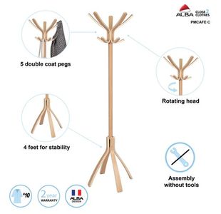 Alba Coat Stand Cafe Light Wood