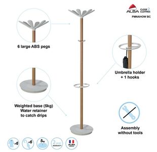 Alba Coat Stand Beech/White