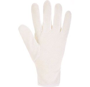 White Cotton Microdot Gloves L Pk12