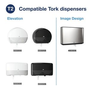 T2 White Mini Jumbo Toilet Roll Pk12
