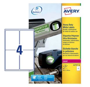 Avery Hvy Duty Lbls Wht 4L/Sh Bx 20
