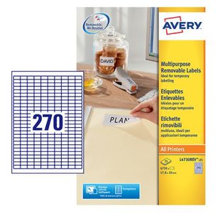 Avery Removable Lbl 270/Sht 25 Shts