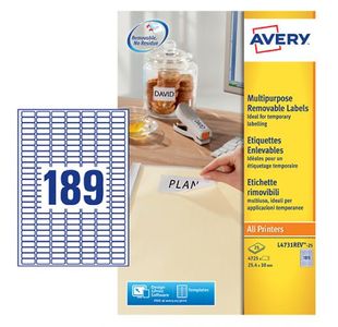 Avery Remv Lsr Lbls Wht 189L/Sh Bx25