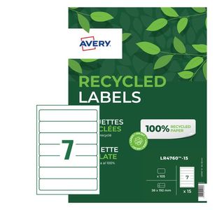 Avery Rec Label 7 P/Sheet Wht Pk105