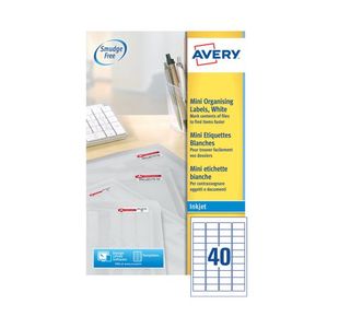 Avery Mini Lbls Wht 40L/Sh Ijet Bx25