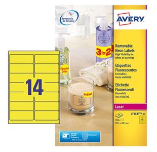 Avery Neon Labels Neon Yell Pk25