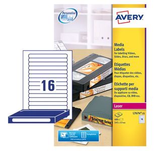 Avery Vid Spne Lbl 16L/Sht Wht Bx25