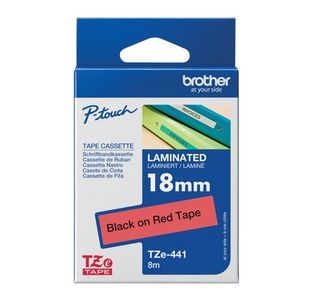 Brother Tze Tpe 18Mmx8M Blk/Red Tpe