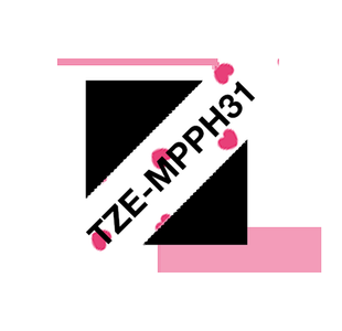 Brother Tze Tpe 12Mm Blk/Pink Hearts