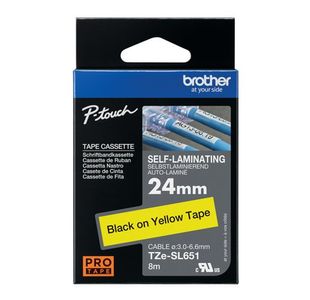 Brother Tze Slf-Lam Tpe 24Mm Blk/Ylw