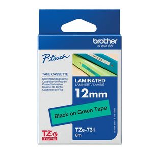 Brother Tze Tpe 12Mmx8M Blk/Grn Tpe